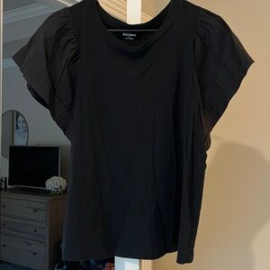 Old Navy Black Flutter Sleeve Tee